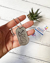 Армійський Жетон з ланцюжком з нержавіючоі сталі з лазерним гравіруванням ВАШ текст