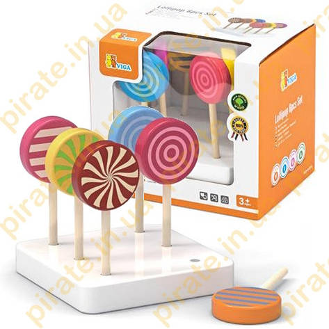 Набір іграшкових льодяників Viga Toys з дерева 6 шт. (44529), фото 1