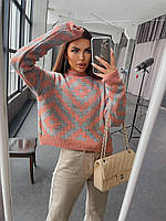 Короткий женский вязаный свитер оверсайз з принтом, кофта женская Турция