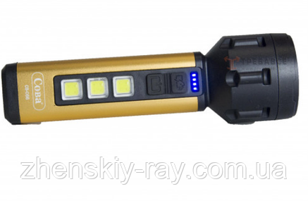 Ручний світлодіодний ліхтар акумуляторний лампа з бічним світлом COBA CB-C66 USB, фото 3