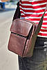 Сумка чоловіча через плече з натуральної шкіри / колір коричневий / 21×17×5 см, фото 8