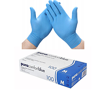 Перчатки нитриловые M Pura comfort Blue (Синий) 100шт\уп текстурированные
