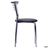 Обідній стілець Маркос АМФ хром ніжки кругле сидінн чорного кольору для кухні кафе, фото 4