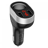 Зарядний пристрій від прикурювача Hoco Regal with LCD Z29 2 USB 3.1 A Вlack S