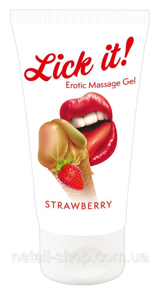Оральний лубрикант зі смаком полуниці Lick-it Strawberry 50ml