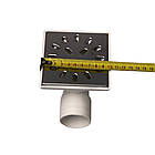 Душовий трап горизонтальний D50, 100*100мм решітка нерж. сталь, гідрозатвор, фото 7