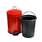 Відро для сміття з педаллю сталеве кругле червоного кольору 35см, діаметр 25см 12 літрів, фото 4