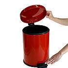 Відро для сміття з педаллю сталеве кругле червоного кольору 35см, діаметр 25см 12 літрів, фото 7