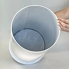 Кругле відро для сміття з рухомою кришкою з нержавіючої сталі 27 літрів білого кольору, фото 6