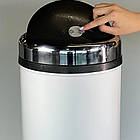 Кругле відро для сміття з рухомою кришкою з нержавіючої сталі 27 літрів білого кольору, фото 8