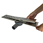 Душовий канал з решіткою і корпусом з нержавіючої сталі, решітка "Дощ" 60см, поворотний сифон на 360°, фото 4