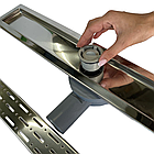 Душовий канал з решіткою і корпусом з нержавіючої сталі, решітка "Дощ" 60см, поворотний сифон на 360°, фото 8