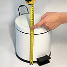 Відро для сміття з педаллю з нержавіючої сталі 3 літри 22см, діаметр 21см білого кольору, фото 3