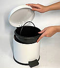 Відро для сміття з педаллю з нержавіючої сталі 3 літри 22см, діаметр 21см білого кольору, фото 4