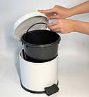 Відро для сміття з педаллю з нержавіючої сталі 3 літри 22см, діаметр 21см білого кольору, фото 5