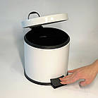 Відро для сміття з педаллю з нержавіючої сталі 3 літри 22см, діаметр 21см білого кольору, фото 7