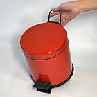 Відро для сміття з педаллю з нержавіючої сталі 3 літри 22см, діаметр 21см червоного кольору, фото 2