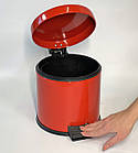 Відро для сміття з педаллю з нержавіючої сталі 3 літри 22см, діаметр 21см червоного кольору, фото 3