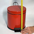 Відро для сміття з педаллю з нержавіючої сталі 3 літри 22см, діаметр 21см червоного кольору, фото 4