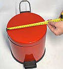 Відро для сміття з педаллю з нержавіючої сталі 3 літри 22см, діаметр 21см червоного кольору, фото 6