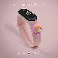 Дитячий сенсорний електронний годинник із 3Д браслетом  водонепроникні з Овечкою  Piano Hello Kitty Світло-рожевий