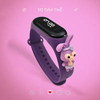 Детские сенсорные электронные часы с 3Д браслетом водонепроницаемые с Зайчиком Фиолетовый