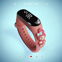 Детские сенсорные электронные часы с 3Д браслетом водонепроницаемые My Melody Hello Kitty Персиковый