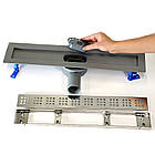 Душовий трап для душу з горизонтальним виходом, поворотним сифоном з решіткою "квадрат" 60 см, фото 6