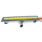 Душовий трап для душу з горизонтальним виходом, поворотним сифоном з решіткою "квадрат" 60 см, фото 2