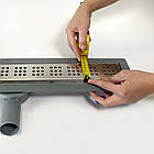 Душовий трап для душу з горизонтальним виходом, поворотним сифоном з решіткою "квадрат" 60 см, фото 10