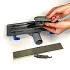 Зливний трап для душу з поворотним сифоном 360, решітка "ПІД ПЛИТКУ" 33 см, Каналізаційний зливний канал, фото 4