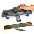 Зливний трап для душу з поворотним сифоном 360, решітка "ПІД ПЛИТКУ" 33 см, Каналізаційний зливний канал, фото 6