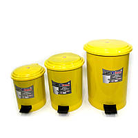 Ведро для мусора бытовое с педалью на 50 литров пластик (Желтый)