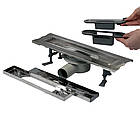 Душовий канал з горизонтальним фланцем, решітка "Дощ" 33 см, Душовий лоток з корпусом з нержавіючої сталі, фото 2