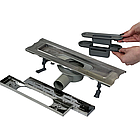 Душовий канал з горизонтальним фланцем, решітка "Дощ" 33 см, Душовий лоток з корпусом з нержавіючої сталі, фото 8