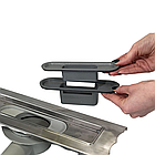 Душовий канал з горизонтальним фланцем, решітка "Дощ" 33 см, Душовий лоток з корпусом з нержавіючої сталі, фото 9