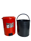 Відро для сміття побутове з педаллю на 12л пластик (Червоне), фото 2
