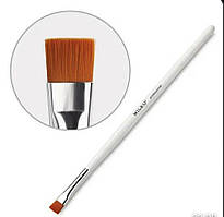 Кисть пряма для брів Mileo (рудий ворс/біла ручка)