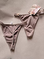 Труси-тонг стрази стринги бежеві Angel