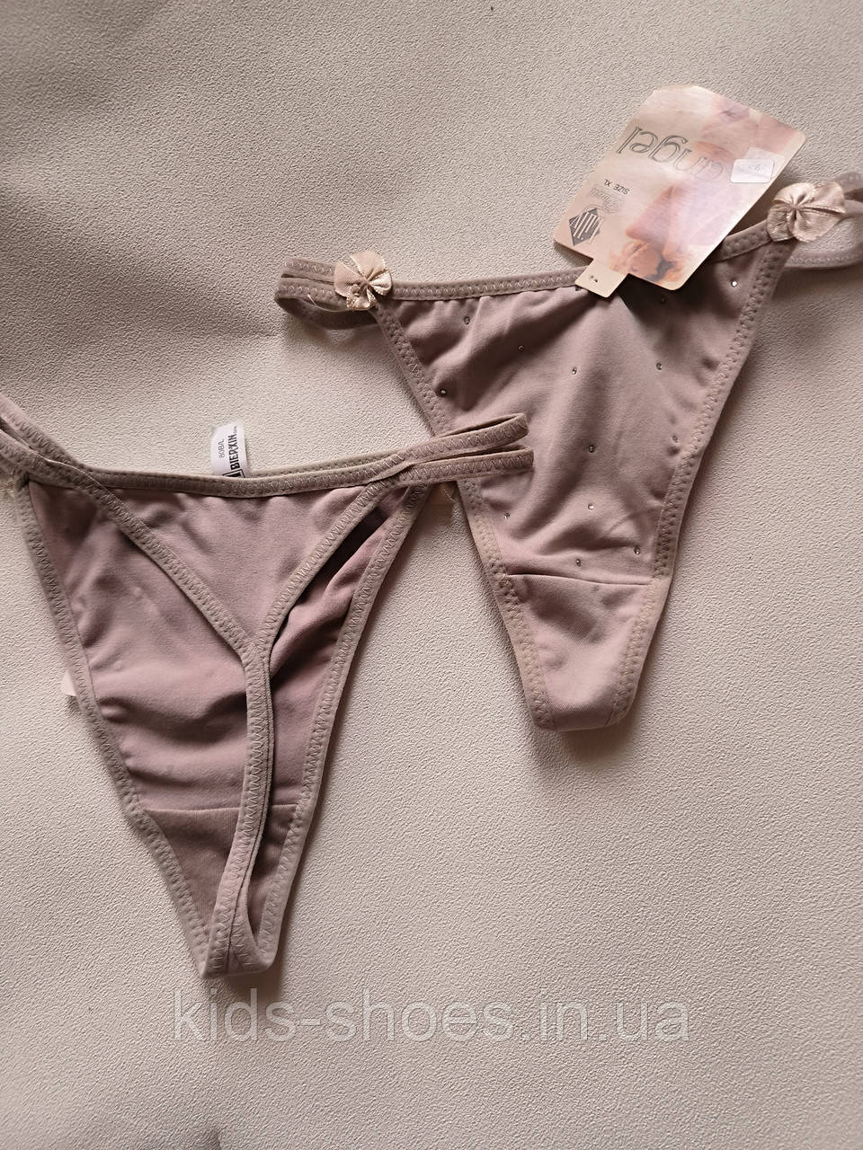 Труси-тонг стрази стринги бежеві Angel - фото 1 - id-p1761064806