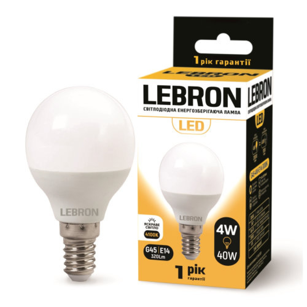 00-10-30/11-12-12 LED лампа 4W-4100K, 320Lm. Е27. 220° Арт.27141 Lebron