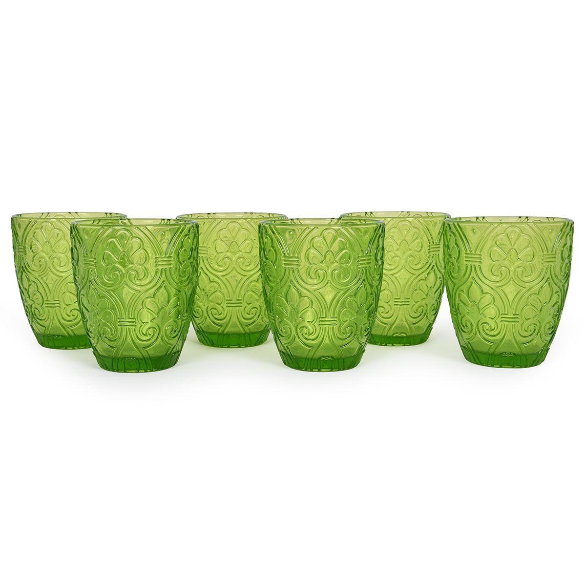 Набір із 6-ти скляних склянок для напоїв у зеленому кольорі Corinto Maison, фото 1