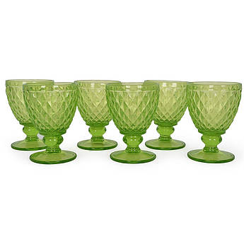 Набір з 6-ти скляних келихів для вина в зеленому кольорі Toscana Maison
