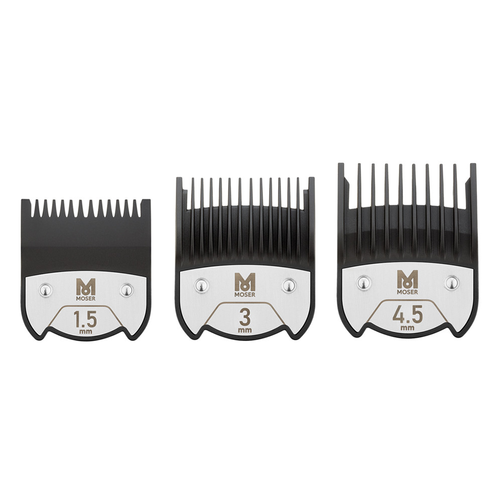 Набір магнітних насадок Moser Magnetic Premium 1801-7010 для перукарських машинок, 1,5, 3, 4,5 мм