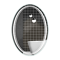 Подвесное-настенное овальное зеркало с лед подсветкой Nero влагостойкое с линзами, музыкой, Антизапотеванием