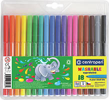 Фломастери кольорові (набір 18 кольорів) Centropen Washable 7790/18