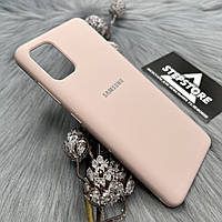 Чехол Silicone Case для Samsung A51 А515 с микрофиброй противоударный силиконовый Люкс Качество soft touch Пудровый