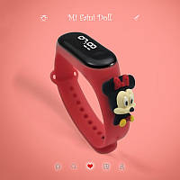 Дитячий сенсорний електронний годинник із 3Д браслетом  водонепроникний Дісней Міккі Міні Червоний