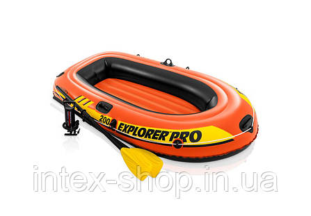 Двомісний човен надувний Intex 58357 EXPLORER PRO 200 (196 х 102 х 33 см) ручний насос 0.9 л, весла 2 шт, фото 2