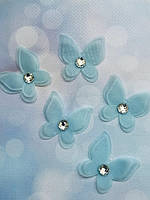 Метелик (шифон, двошарові), розмір 38 мм, колір-голубий, шт